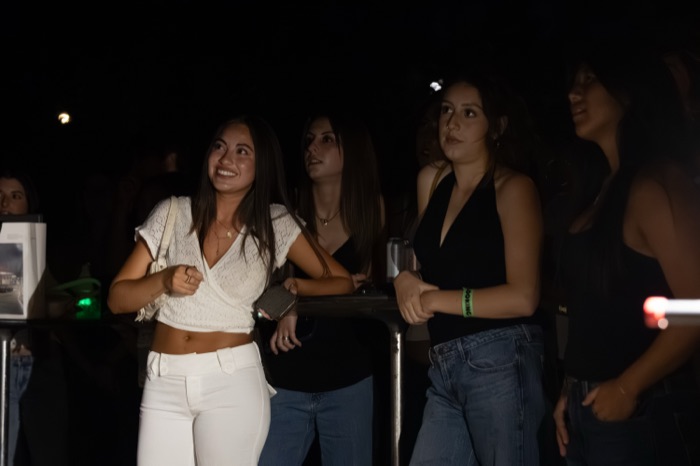 The audience laughing during the show